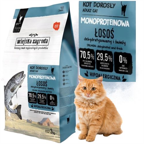 sucha karma dla kota wiejska zagroda monobiałkowa łosoś 3 kg hipoalergiczna na Arena.pl