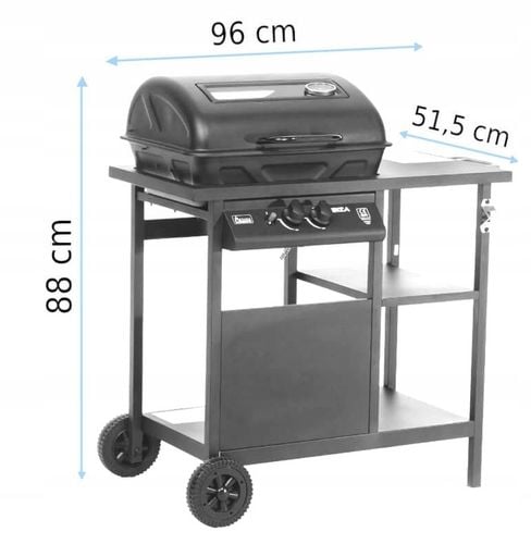 ACTIVA GRILL GAZOWY OGRODOWY IBIZA 2-palniki 5,5 kW piezo, PÓŁKI BOCZNE na Arena.pl