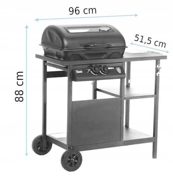 ACTIVA GRILL GAZOWY OGRODOWY IBIZA 2-palniki 5,5 kW piezo, PÓŁKI BOCZNE zdjęcie 8