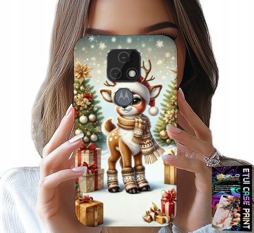 ETUI DO MOTOROLA MOTO E7 PLUS - RENIFER, WZORY BOŻONARODZENIOWE + SZKŁO na Arena.pl