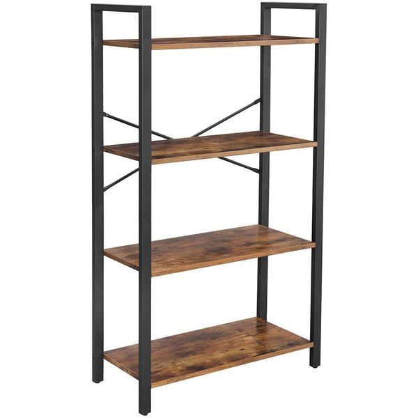 Regał na książki loft 66x120 rustykalny brąz czarna rama półki zdjęcie 2