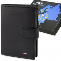 Męski portfel skórzany klasyczny duży pionowy czarny skóra nat Beltimore