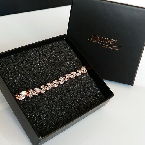 Bransoletka ROSE GOLD złoto Piękna ślubna LISTKI DELIKATNA 8-0090 na Arena.pl