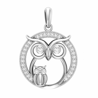 SREBRNY WISIOR SOWY Z CYRKONIAMI SREBRO PRÓBY 925