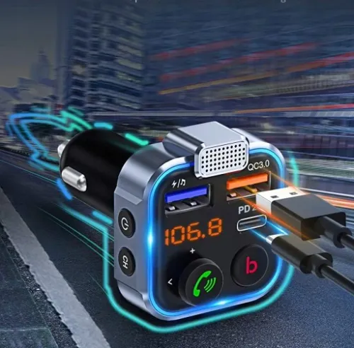 TRANSMITER FM BLUETOOTH SZYBKA ŁADOWARKA QC USB PD na Arena.pl