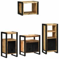 Zestaw mebli łazienkowych z półką 4 pcs Brązowy Drewno z mango