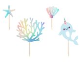 Toppery na tort narwal urodziny syrenka mermaid party