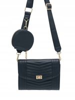 Victoria J. - torebka listonoszka portfelik przeszycia czarny VJ-957