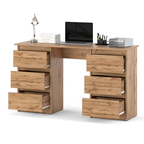Biurko Komputerowe Drewniane Dla Dziecka Dąb Wotan Szuflady 120cm Ofi na Arena.pl