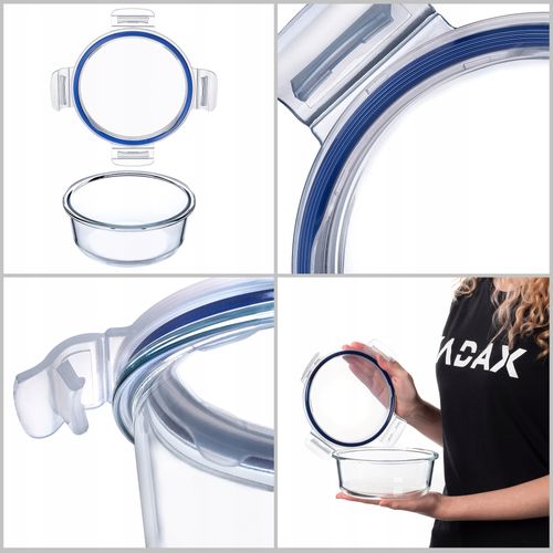 KADAX Szklany Pojemnik Na Żywność 950ml Z Pokrywką Śniadaniówka na Arena.pl