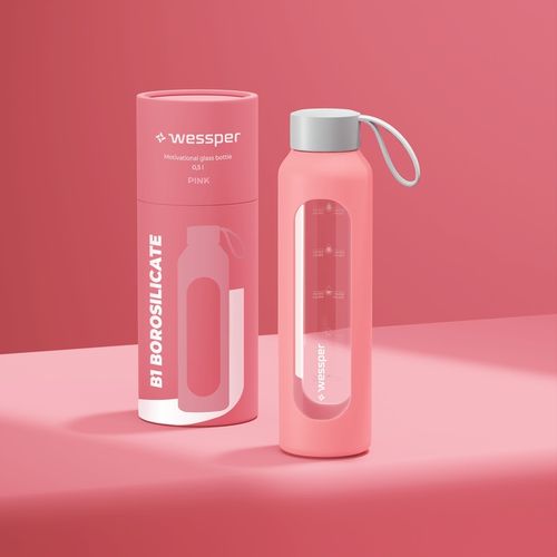 Wessper B1 motwacyjna butelka szklana 500ml z miarką na fitness na Arena.pl