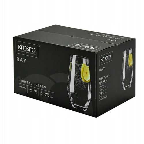 Wysokie szklanki Ray KROSNO 6x 450ml do napojów na Arena.pl