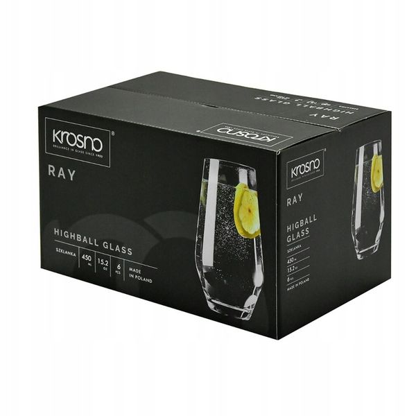 Wysokie szklanki Ray KROSNO 6x 450ml do napojów zdjęcie 5