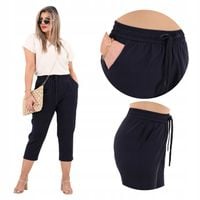 BAWEŁNIANE SPODNIE RYBACZKI DAMSKIE ELASTYCZNE LETNIE DUŻE ROZMIARY LUŹNE