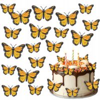 Waflowe Żółte MOTYLKI MOTYLEK na tort Jadalna ozdoba Dekoracja 23 szt