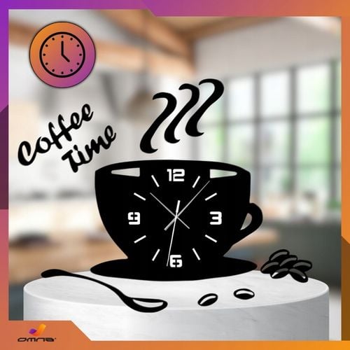 Zegar ścienny kuchenny filiżanka kawy do kuchni kawiarni czarny efekt 3D na Arena.pl