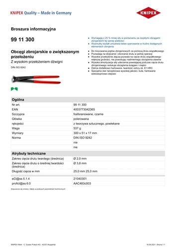 obcęgi zbrojarskie o zwiększonym przełożeniu 300mm - kn 99 11 300 na Arena.pl