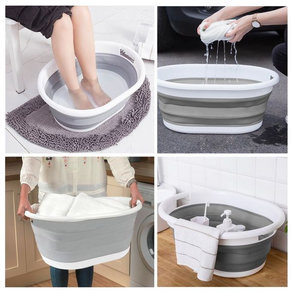 Miska składana owalna AIDA cm biało-szara COMPACT 25L zdjęcie 8