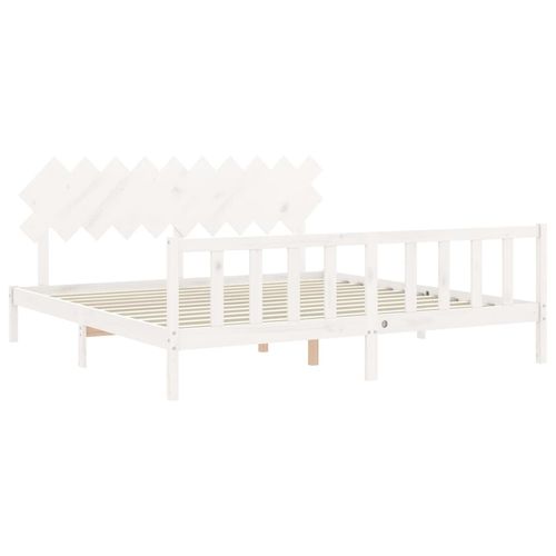 Łóżko bez materaca, białe, 200x200 cm, lite drewno sosnowe na Arena.pl