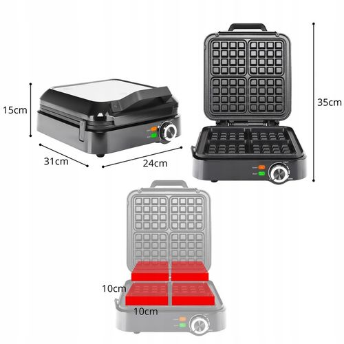 GOFROWNICA 4 GOFRY REGULACJA TEMPERATURY MOCNA 1500W NIEPRZYWIERAJĄCE na Arena.pl