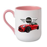 KUBEK „MINI COOPER" Wzór - Elegant Coffee Różowy 330 ml