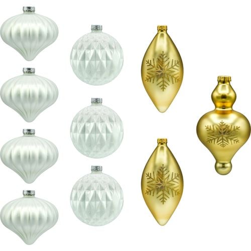 Bombki szklane: zestaw biel i złoto na Arena.pl