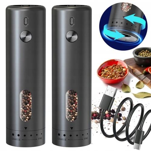 Młynek Elektryczny do Pieprzu i Soli USB Solniczka i Pieprzniczka 2 na Arena.pl