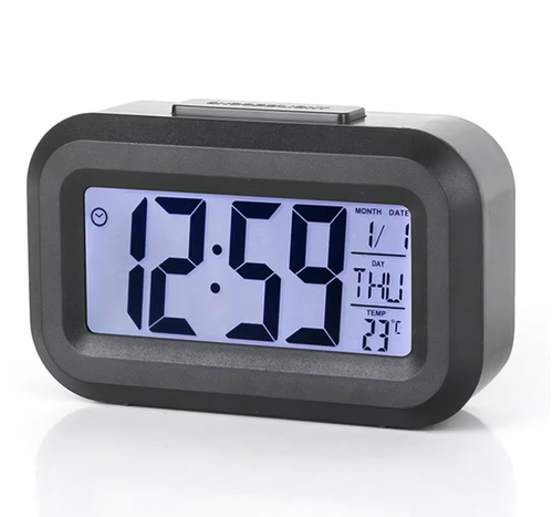 Zegar cyfrowy elektroniczny budzik zegarek z wyświetlaczem LED alarm czarny na Arena.pl