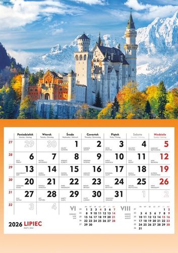 KALENDARZ ŚCIENNY JEDNODZIELNY 2026 ZAMEK T-107S-1 MICHALCZYK na Arena.pl