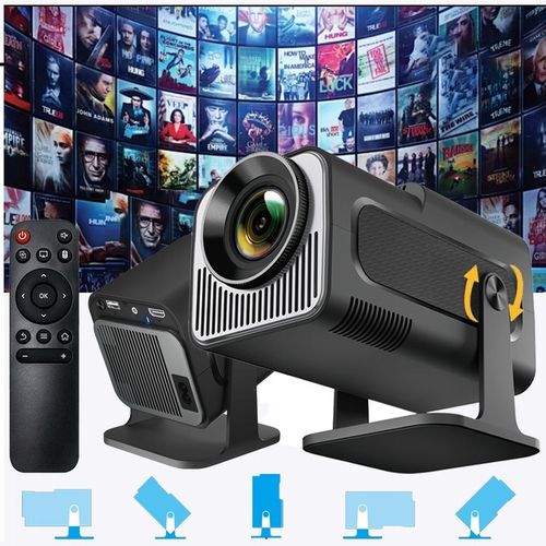 PROJEKTOR RZUTNIK ANDROID TV WIFI FULL HD PRZENOŚNY SMART GŁOŚNIK OBROTOWY na Arena.pl