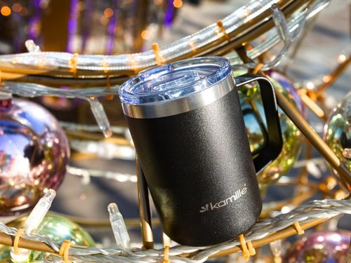 KUBEK TERMICZNY stalowy TERMOS do kawy herbaty z uchwytem KAMILLE 360ml na Arena.pl