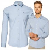 Tommy Hilfiger Jeans Błękitna Koszula Męska Bawełniana SLIM Elegancka r.XL