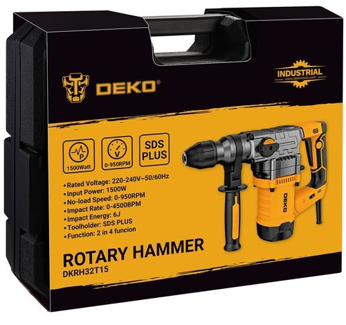 MŁOT UDAROWY OBROTOWY MŁOTOWIERTARKA SDS PLUS 1500W REGULACJA OBROTÓW DEKO na Arena.pl