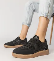 Czarne sneakersy damskie zdobione brokatem Likana 36