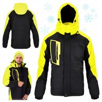 Kurtka Zimowa męska Kurtka robocza Ocieplana Wodoodporna z Kapturem czarna