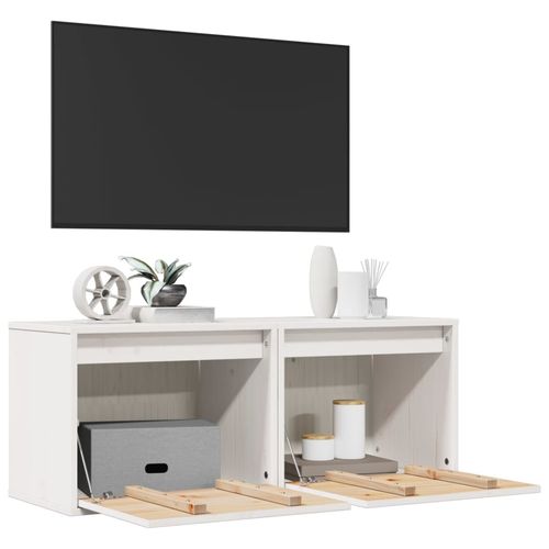 Szafki ścienne, 2 szt., białe, 45x30x35 cm, lite drewno sosnowe na Arena.pl