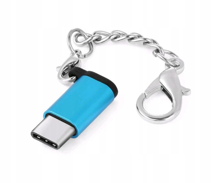 2 0006 Brelok micro usb typ b na typ c niebieski zdjęcie 1