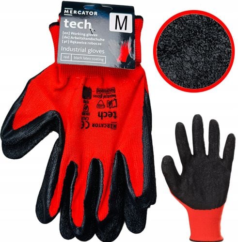 rękawice robocze mercator tech red+black latex - m - 1 para na Arena.pl