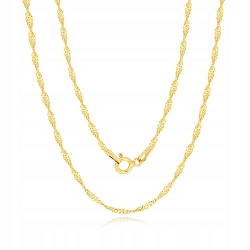 PIĘKNY ZŁOTY NASZYJNIK DAMSKI SINGAPUR SKRĘCANY 50 cm SREBRNY ŁAŃCUSZEK 925 na Arena.pl