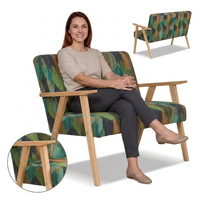 Sofa w stylu PRL retro kanapa vintage zielony Soler print Family Meble