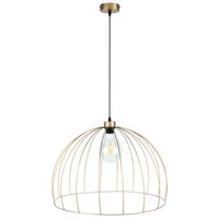 Loftowa lampa wisząca COOP 1883974 metalowa druciany czarna drewno