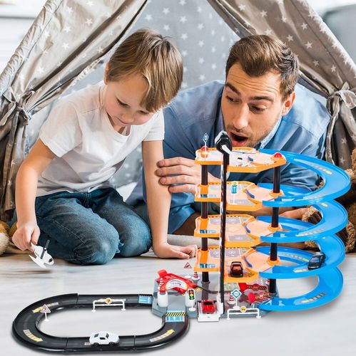 PARKING GARAŻ DLA SAMOCHODÓW 4 AUTA TOR WYŚCIGOWY ZJEŻDŻALNIA 4 PIĘTRA na Arena.pl