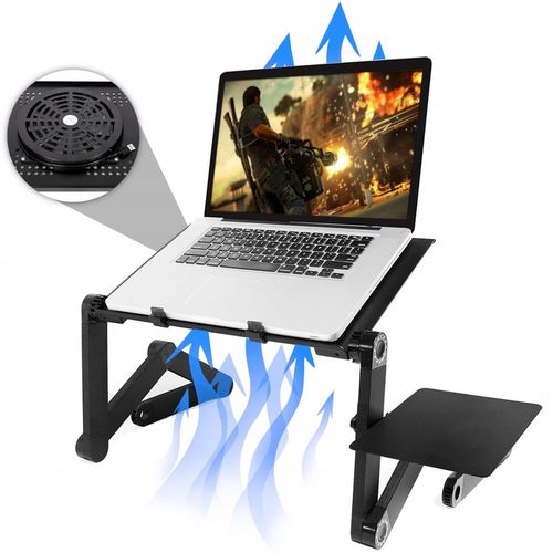 Stolik do laptopa REUGULOWANY GAMINGOWY Z WENTYLATOREM podstawka pod łóżka na Arena.pl