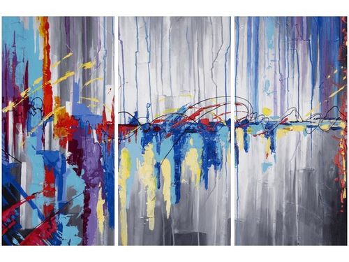 60 90CM OBRAZ 3 ELEM ABSTRAKCYJNY WODOSPAD DRUK PŁÓTNO RAMA na Arena.pl