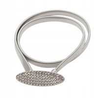 Pasek damski sprężynka owal cyrkonie kolor srebrny 5,5cm