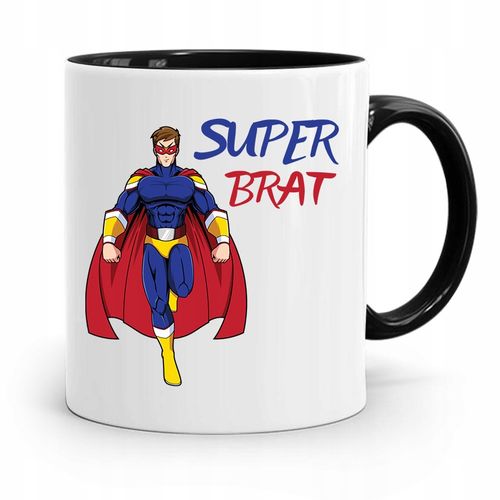 Kubek Czarny Dla Brata Braciszka Super Brat Z Nadrukiem Ze Zdjęciem na Arena.pl