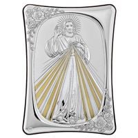 Srebrna Ikona Jezus Miłosierny 15X21 Golden Seal Grecja