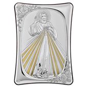 Srebrna Ikona Jezus Miłosierny 15X21 Golden Seal Grecja