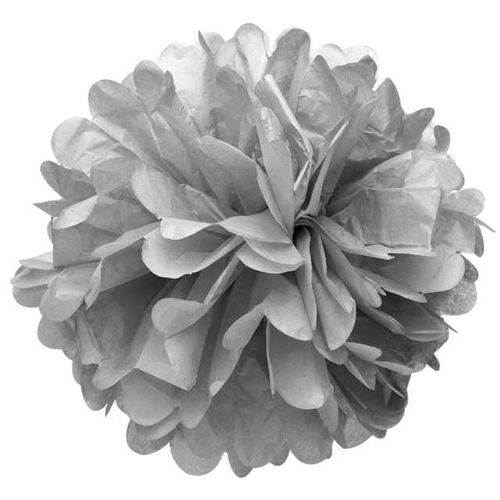 Pompon bibułowy "Classic", srebrny, 25 cm na Arena.pl