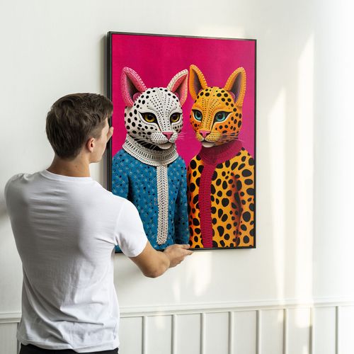 Plakat portret koty 50x70 cm w czarnej ramie na Arena.pl